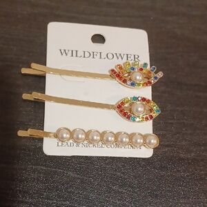 Wildflowers Gold and Multicolor Hair Clips